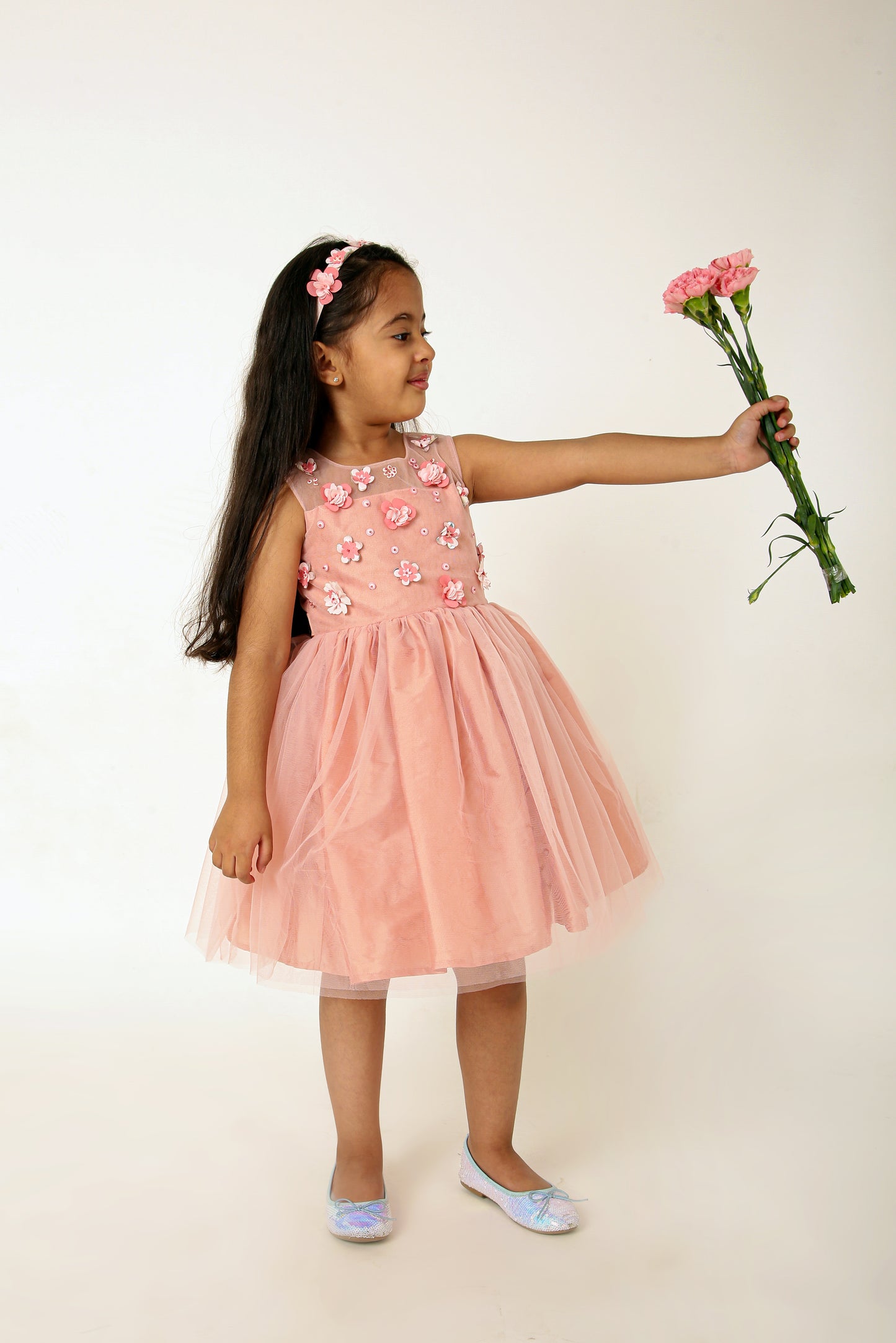 Peach Refresh 3D Flower Dress