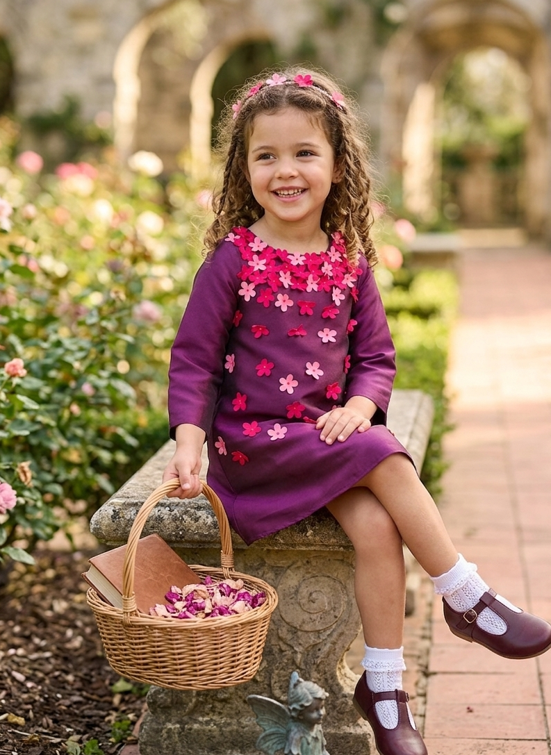 Prune Fall Full Of Flower Dress
