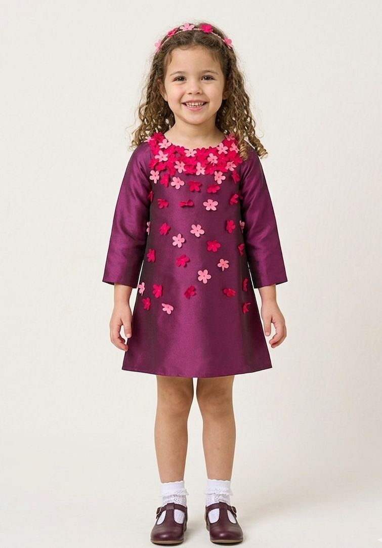 Prune Fall Full Of Flower Dress