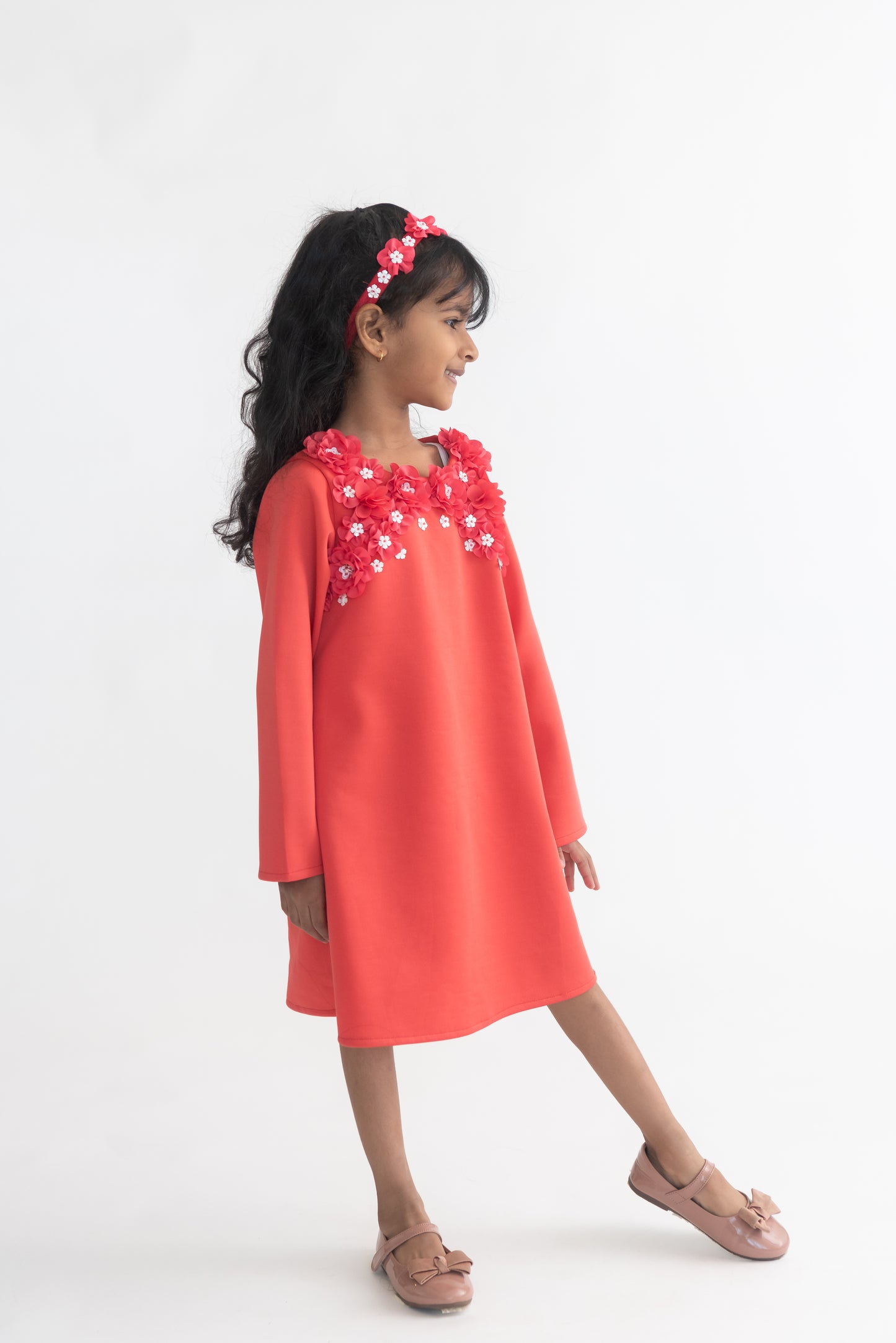 Deep Coral pearl dress