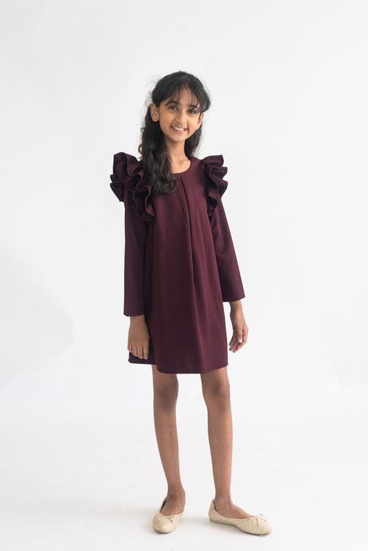 Prune Ruffle Wildflower Dress