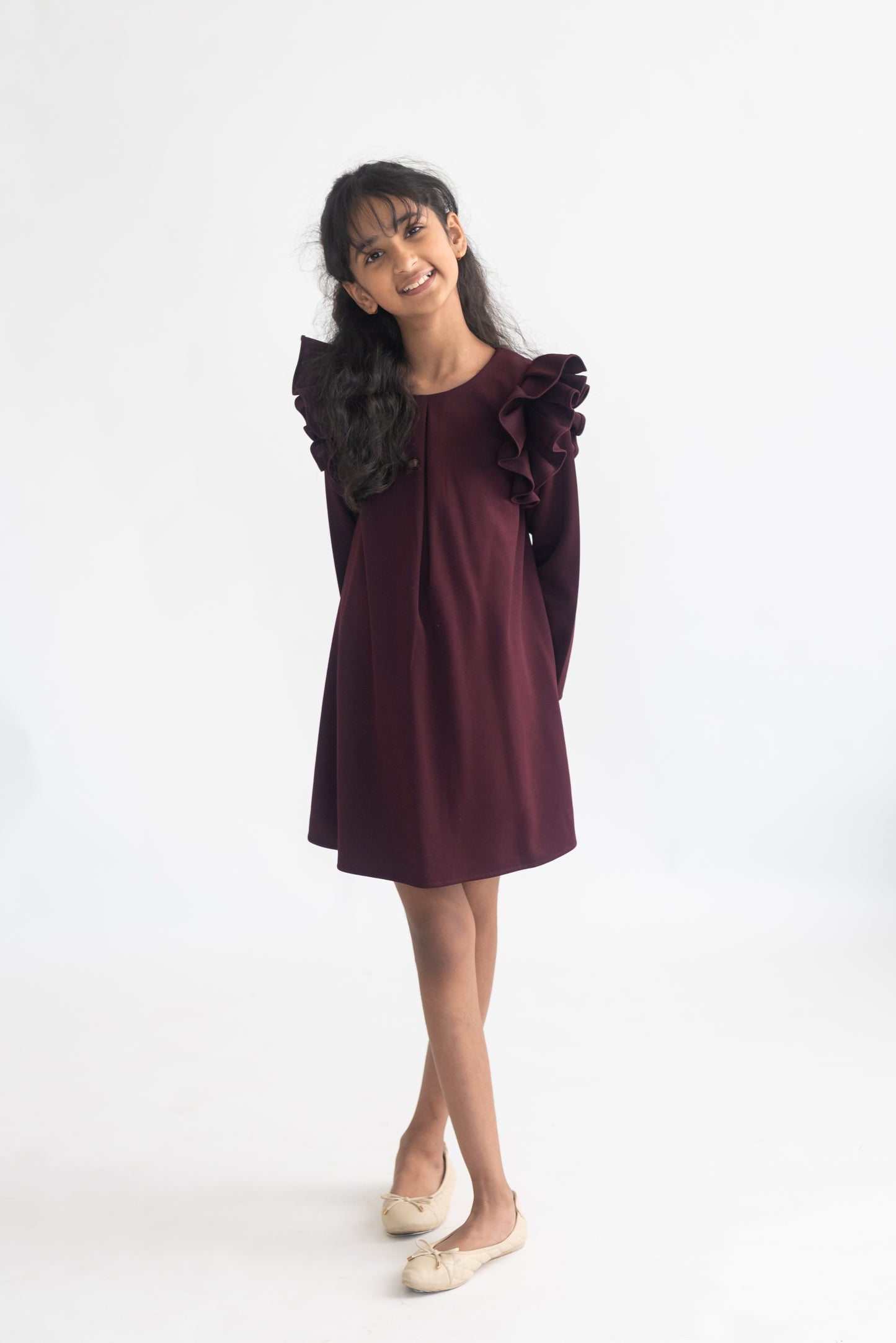 Prune Ruffle Wildflower Dress