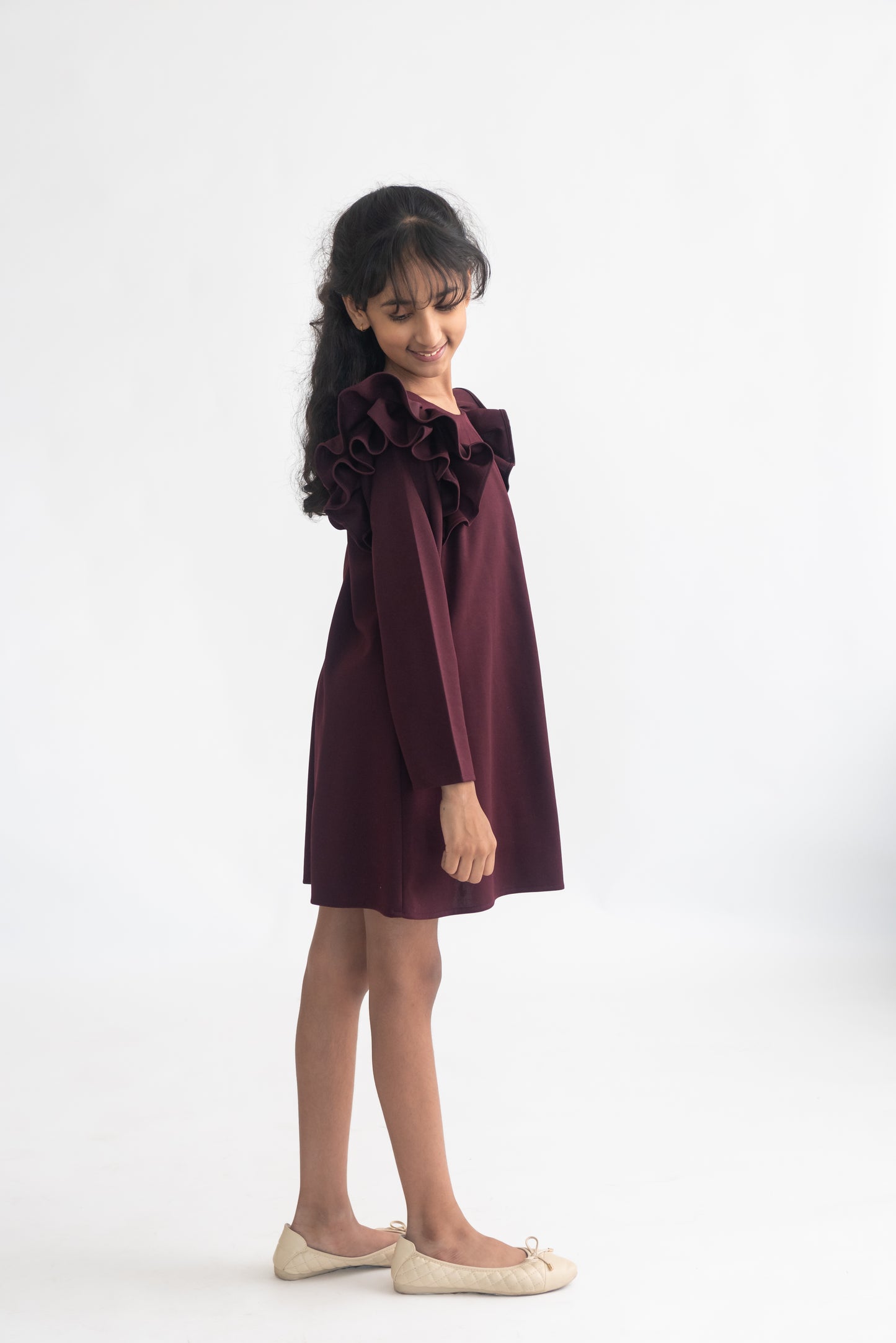 Prune Ruffle Wildflower Dress