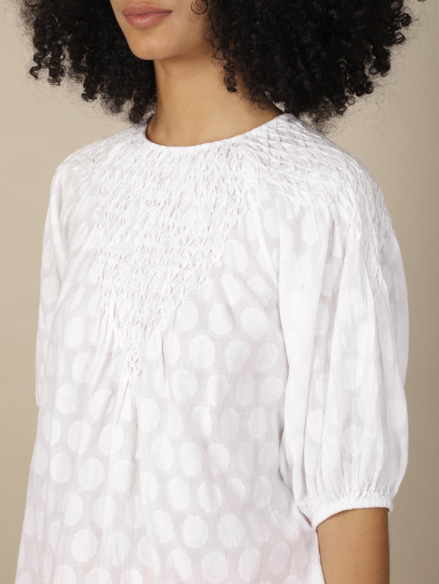 Pristine Ivory Smock Top