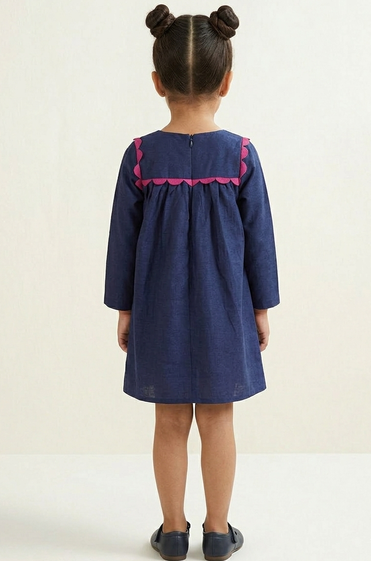 Navy Scallop Glitter Dress