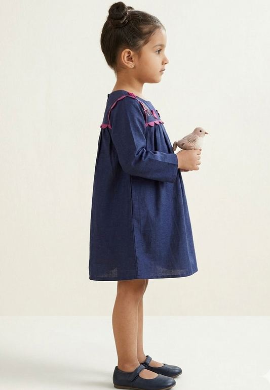 Navy Scallop Glitter Dress