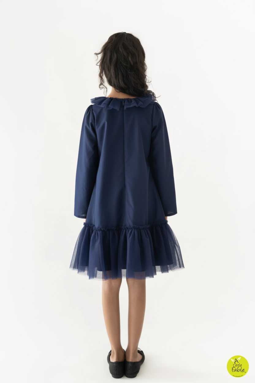 Navy Dainty Garden Full Sleeves dress