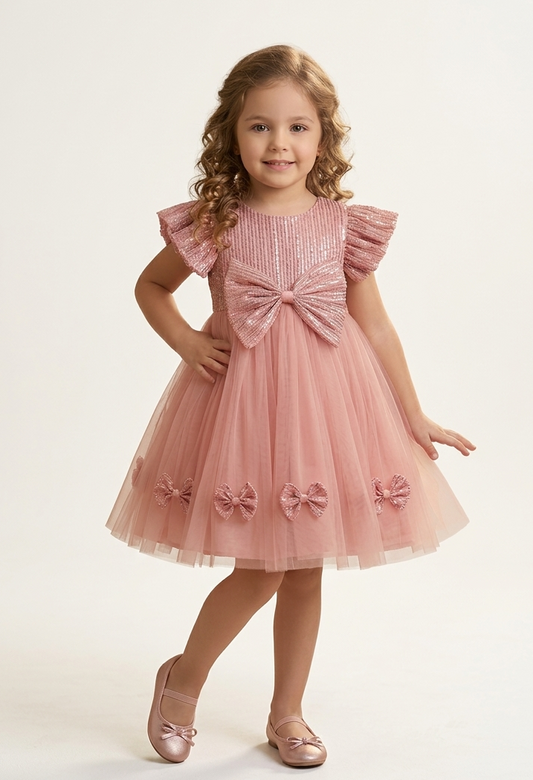 Twinkle Peach Bow Dress