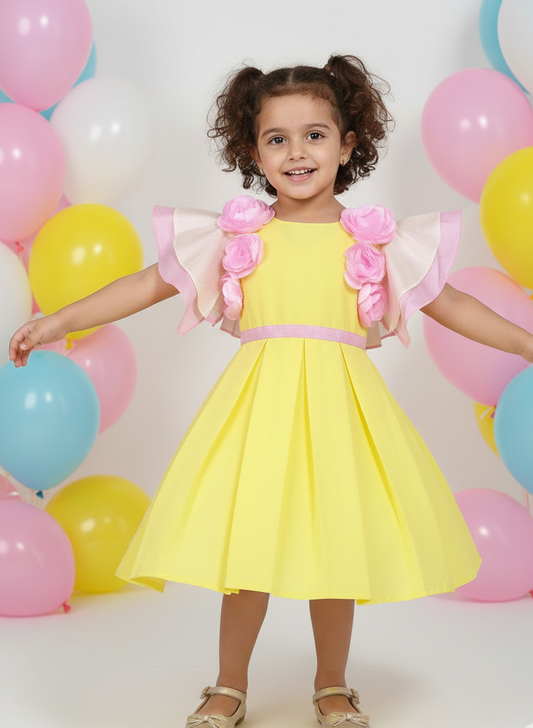 Yellow Rose Flare Dress