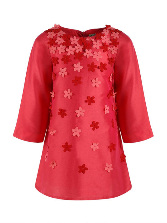 Coral Full Of Flower Dress